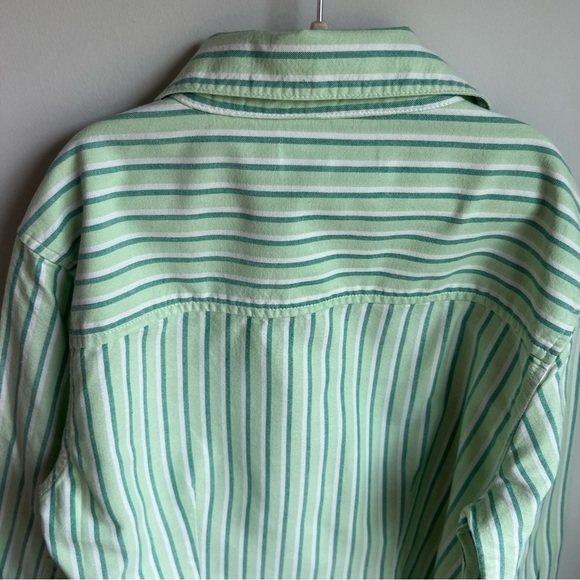 Duck Head Green Button Down Shirt Kids Shirt with Vertical Stripes - Picture 7 of 9